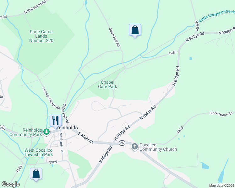 map of restaurants, bars, coffee shops, grocery stores, and more near 4 Highland Court in Reinholds