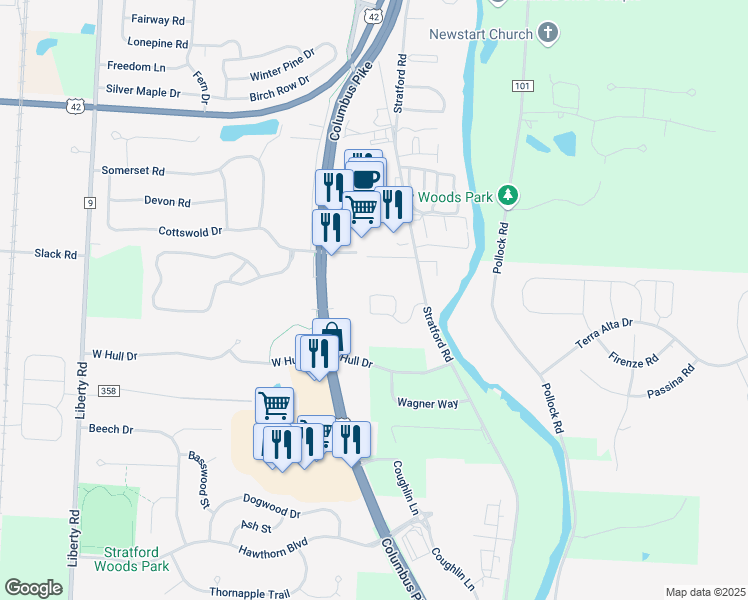 map of restaurants, bars, coffee shops, grocery stores, and more near 31 Timmons Woods Drive in Delaware