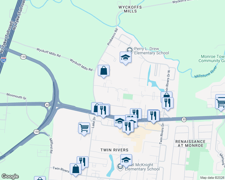 map of restaurants, bars, coffee shops, grocery stores, and more near 392 Bolton Road in East Windsor