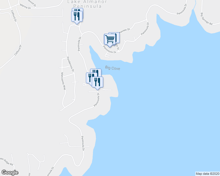 map of restaurants, bars, coffee shops, grocery stores, and more near 96 Lakeside Drive in Westwood