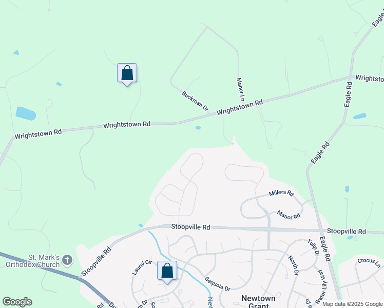map of restaurants, bars, coffee shops, grocery stores, and more near 15 Atkinson Lane in Newtown
