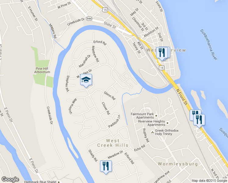 map of restaurants, bars, coffee shops, grocery stores, and more near 37 Heidi Terrace in Camp Hill