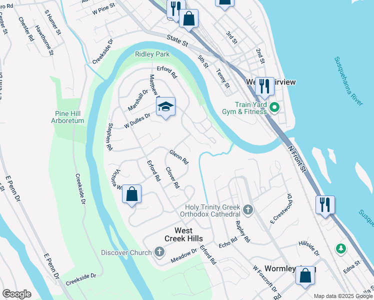 map of restaurants, bars, coffee shops, grocery stores, and more near 37 Heidi Terrace in Camp Hill