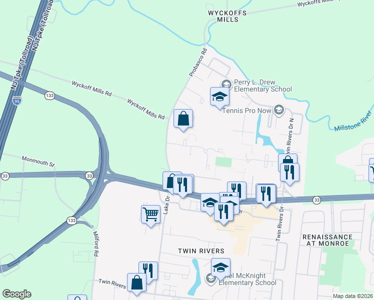 map of restaurants, bars, coffee shops, grocery stores, and more near 426 Bolton Road in East Windsor