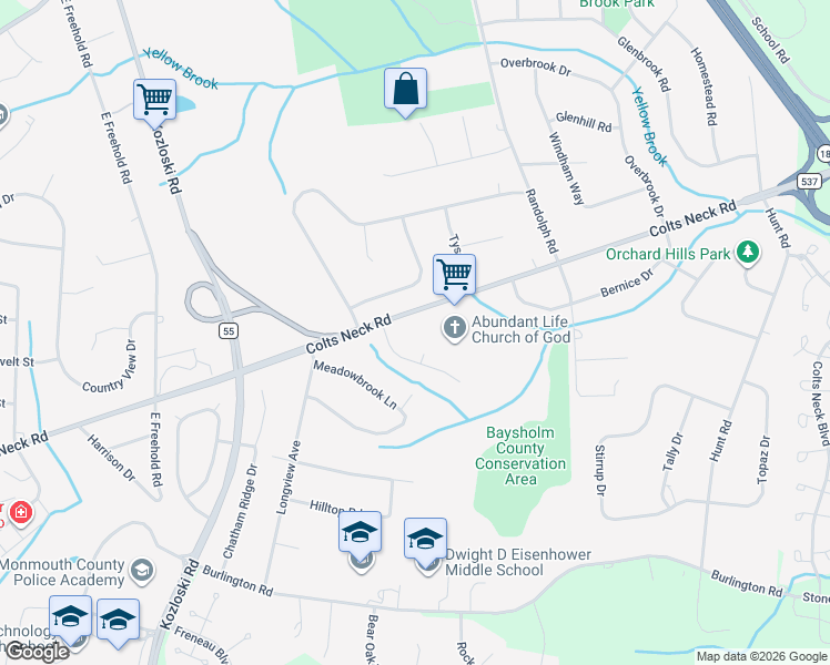 map of restaurants, bars, coffee shops, grocery stores, and more near 630 Colts Neck Rd in Freehold