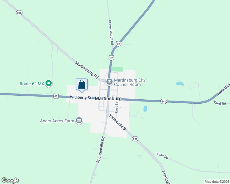 map of restaurants, bars, coffee shops, grocery stores, and more near 125 Pleasant Street in Martinsburg
