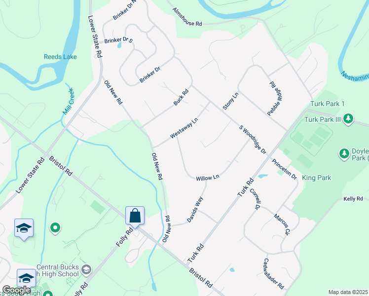 map of restaurants, bars, coffee shops, grocery stores, and more near 165 Willow Lane in Warrington