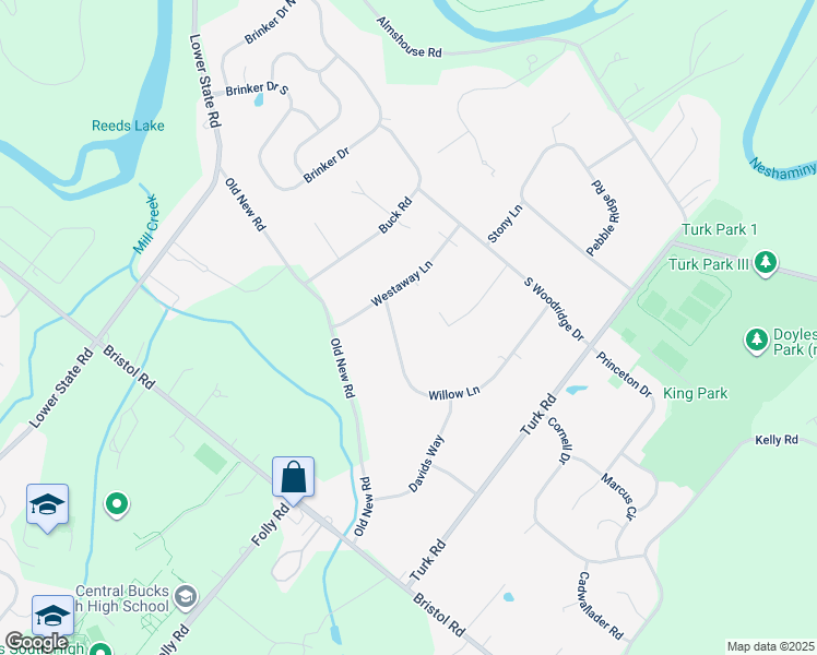 map of restaurants, bars, coffee shops, grocery stores, and more near 165 Willow Lane in Warrington