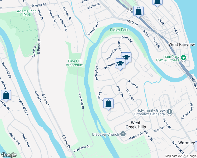 map of restaurants, bars, coffee shops, grocery stores, and more near 16 Stephen Road in Camp Hill