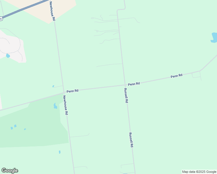 map of restaurants, bars, coffee shops, grocery stores, and more near 6761 Penn Road in Ostrander