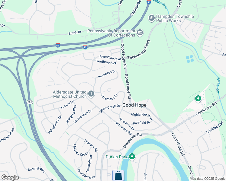 map of restaurants, bars, coffee shops, grocery stores, and more near 5255 Aldersgate Circle in Mechanicsburg
