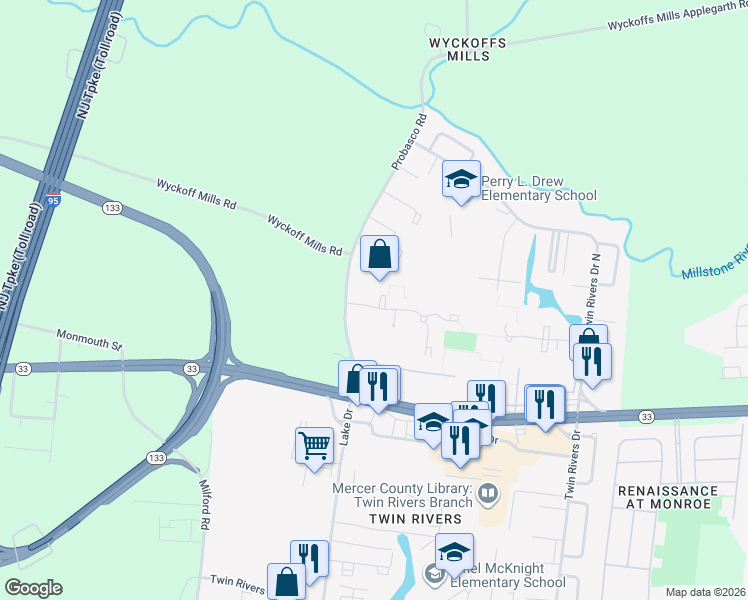 map of restaurants, bars, coffee shops, grocery stores, and more near 426 Bolton Road in East Windsor