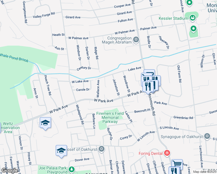 map of restaurants, bars, coffee shops, grocery stores, and more near 5 Robin Drive in Monmouth County