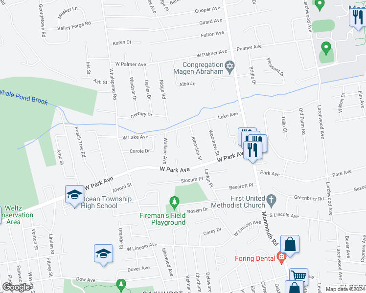 map of restaurants, bars, coffee shops, grocery stores, and more near 5 Robin Drive in Monmouth County