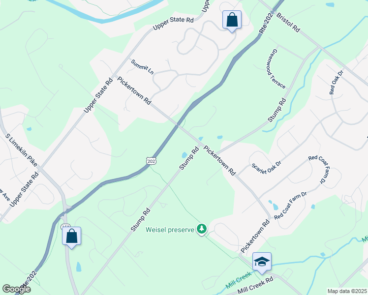 map of restaurants, bars, coffee shops, grocery stores, and more near 850 Stump Road in Chalfont
