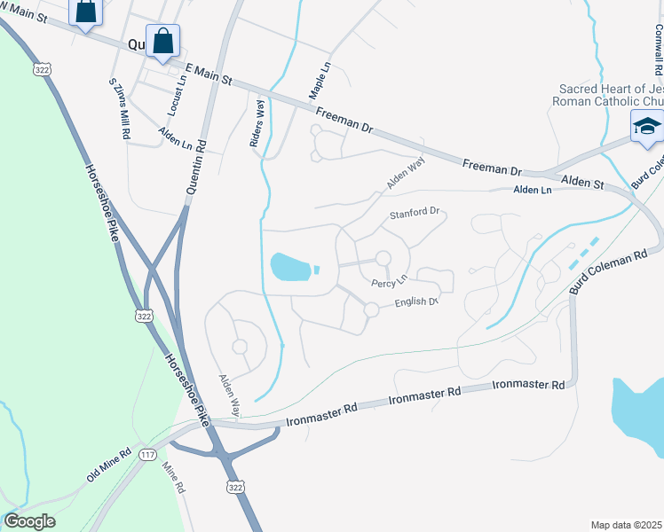 map of restaurants, bars, coffee shops, grocery stores, and more near 1028 Alden Way in Lebanon