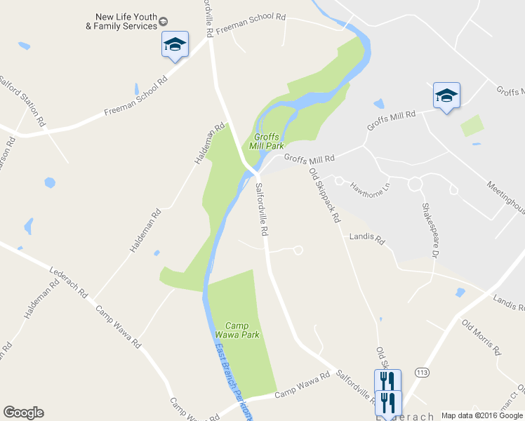 map of restaurants, bars, coffee shops, grocery stores, and more near 798 Salfordville Road in Montgomery County