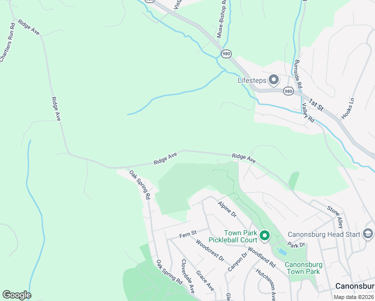 map of restaurants, bars, coffee shops, grocery stores, and more near 677 Ridge Avenue in Canonsburg