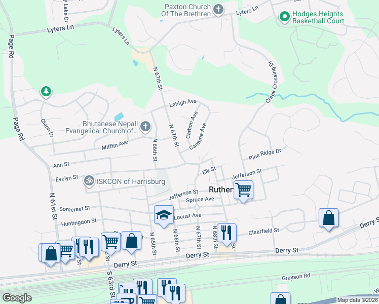 map of restaurants, bars, coffee shops, grocery stores, and more near 606 Carbon Avenue in Harrisburg