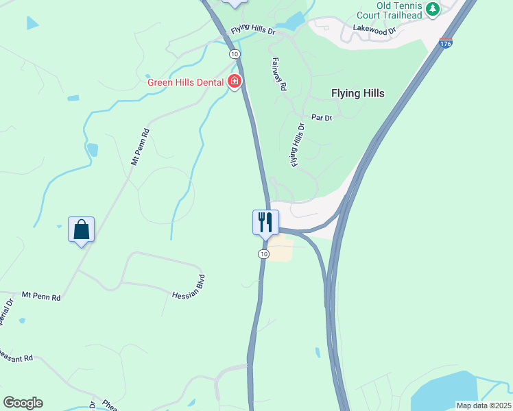 map of restaurants, bars, coffee shops, grocery stores, and more near 2291 Morgantown Road in Reading