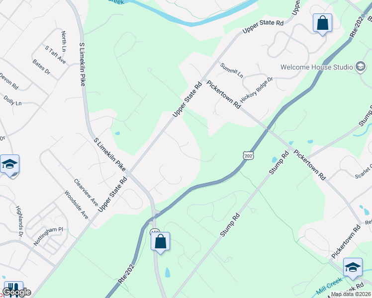 map of restaurants, bars, coffee shops, grocery stores, and more near 202 Summer Ridge Circle in Chalfont