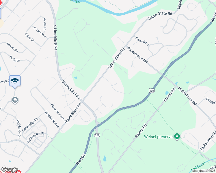 map of restaurants, bars, coffee shops, grocery stores, and more near 103 Breezy Hollow Drive in Chalfont