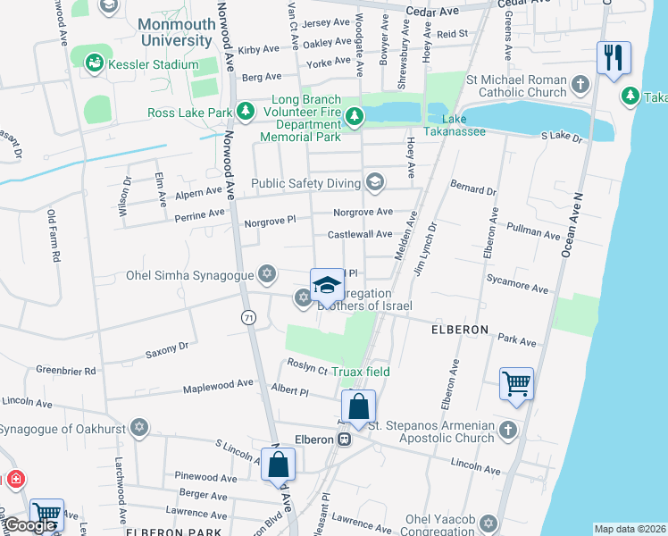 map of restaurants, bars, coffee shops, grocery stores, and more near 993 Van Court Avenue in Long Branch
