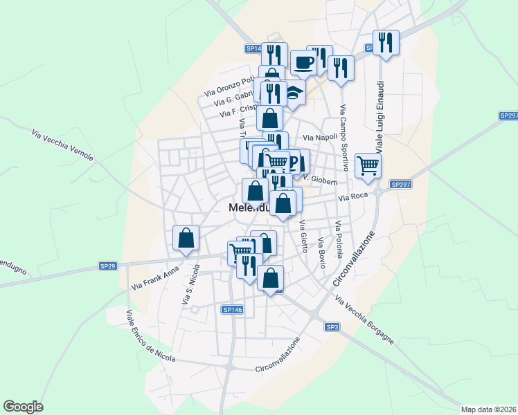 map of restaurants, bars, coffee shops, grocery stores, and more near in Melendugno