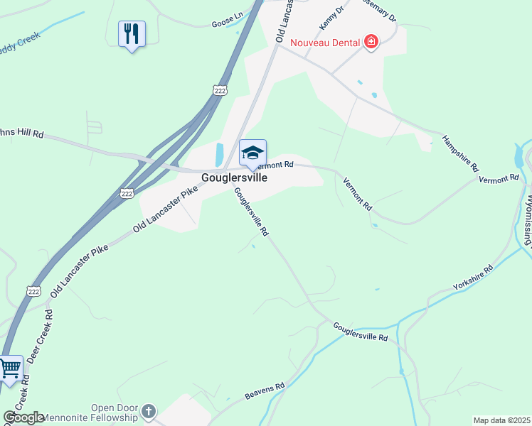 map of restaurants, bars, coffee shops, grocery stores, and more near 40 Gouglersville Road in Sinking Spring