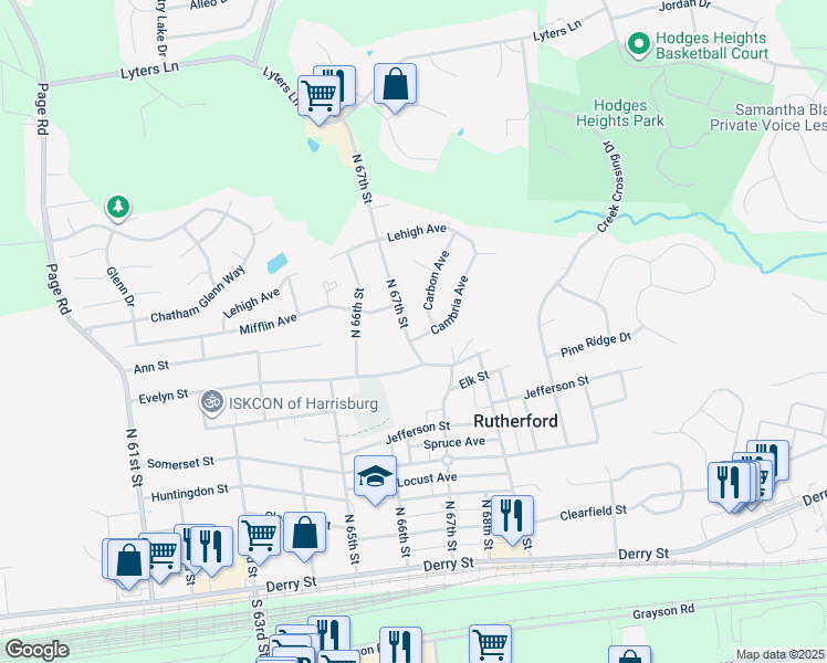 map of restaurants, bars, coffee shops, grocery stores, and more near 500 Cambria Avenue in Harrisburg