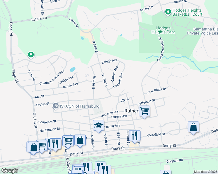map of restaurants, bars, coffee shops, grocery stores, and more near 500 Cambria Avenue in Harrisburg