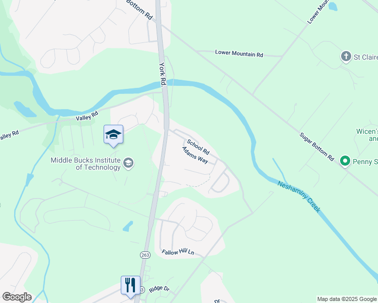 map of restaurants, bars, coffee shops, grocery stores, and more near 1846 Adams Way in Jamison