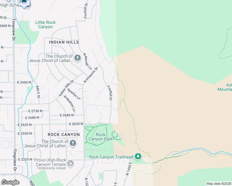 map of restaurants, bars, coffee shops, grocery stores, and more near 2942 Rolling Knolls Drive in Provo