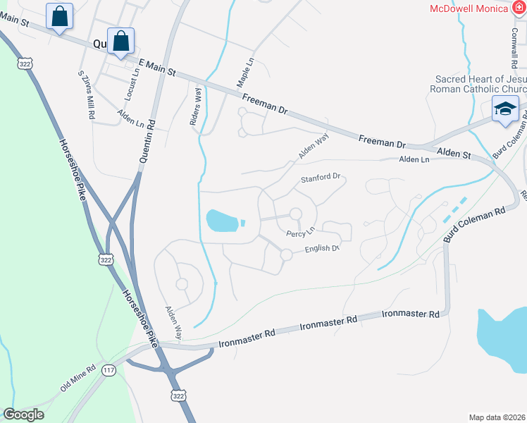 map of restaurants, bars, coffee shops, grocery stores, and more near 1022 Alden Way in Lebanon