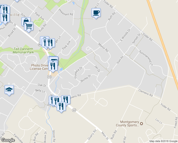 map of restaurants, bars, coffee shops, grocery stores, and more near 254 Danielle Drive in Harleysville