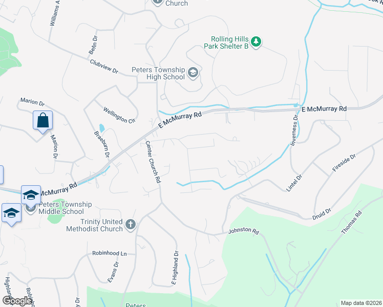 map of restaurants, bars, coffee shops, grocery stores, and more near 102 Willow Drive in McMurray