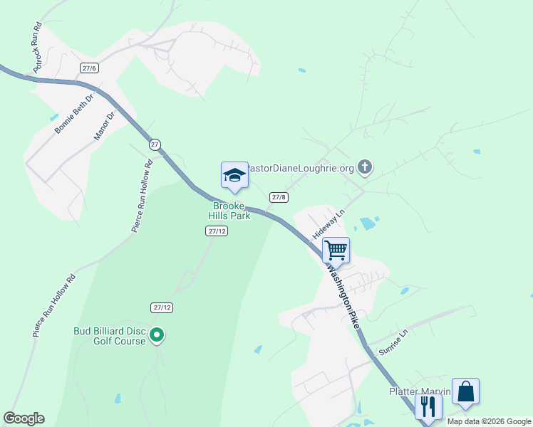 map of restaurants, bars, coffee shops, grocery stores, and more near 1461 Washington Pike in Wellsburg