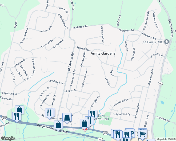 map of restaurants, bars, coffee shops, grocery stores, and more near 403 Willowwood Drive in Douglassville