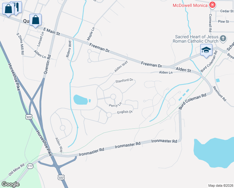 map of restaurants, bars, coffee shops, grocery stores, and more near 1024 Bradford Circle in Lebanon