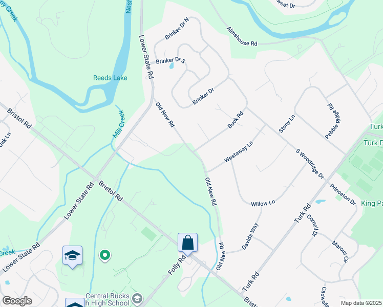map of restaurants, bars, coffee shops, grocery stores, and more near 225 Old New Road in Warrington