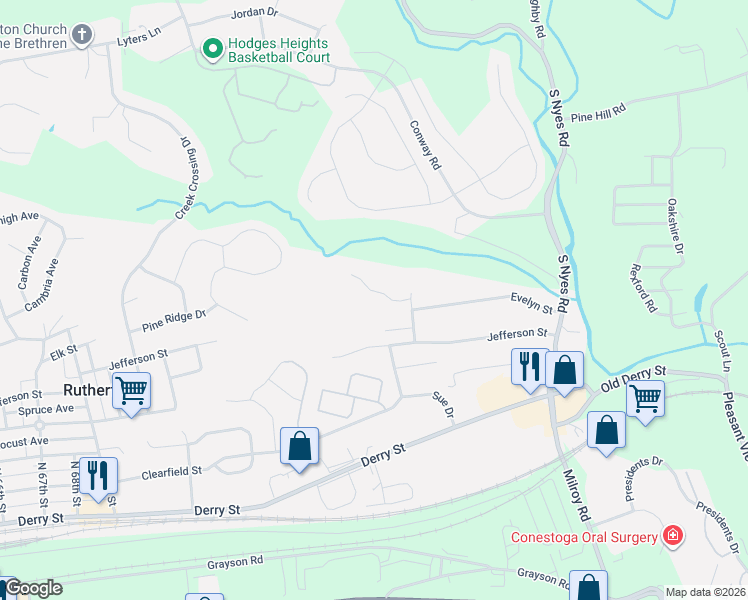 map of restaurants, bars, coffee shops, grocery stores, and more near 7939 Bayard Drive in Hummelstown