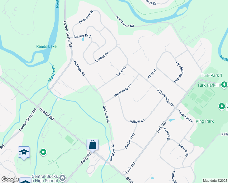 map of restaurants, bars, coffee shops, grocery stores, and more near 36 Westaway Lane in Warrington