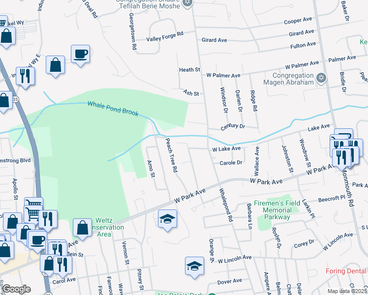 map of restaurants, bars, coffee shops, grocery stores, and more near 36 Heath Avenue in Monmouth County