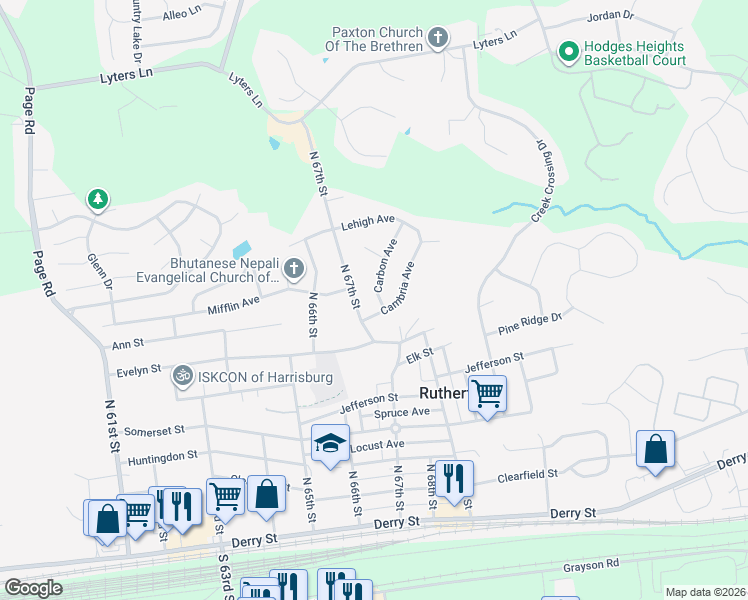 map of restaurants, bars, coffee shops, grocery stores, and more near 606 Carbon Avenue in Harrisburg