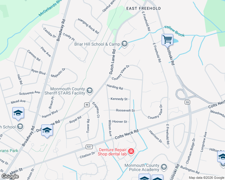 map of restaurants, bars, coffee shops, grocery stores, and more near 134 Wilson Avenue in Freehold