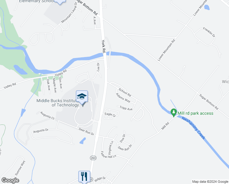 map of restaurants, bars, coffee shops, grocery stores, and more near 1846 Adams Way in Jamison
