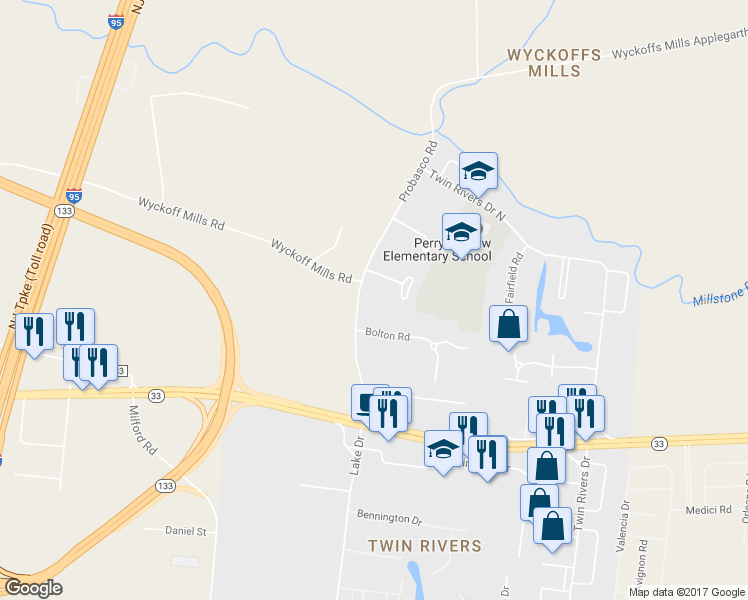 map of restaurants, bars, coffee shops, grocery stores, and more near 234 Probasco Road in East Windsor