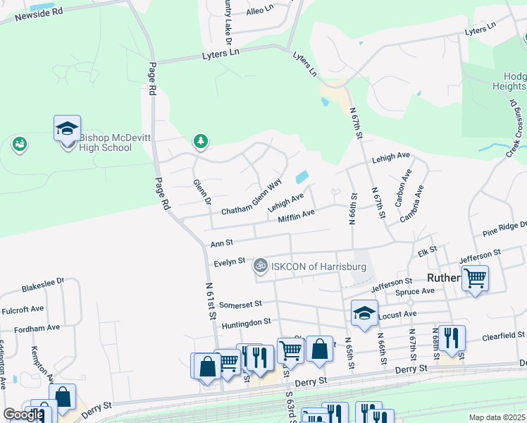 map of restaurants, bars, coffee shops, grocery stores, and more near 6238 Lehigh Ave in Harrisburg