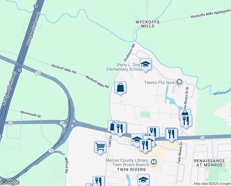 map of restaurants, bars, coffee shops, grocery stores, and more near 234 Probasco Road in East Windsor