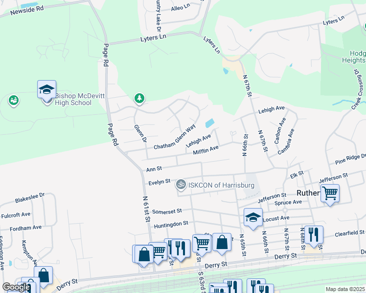 map of restaurants, bars, coffee shops, grocery stores, and more near 6238 Lehigh Ave in Harrisburg